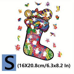 Magic Christmas Socks Wooden Puzzle Game With Animal Pieces