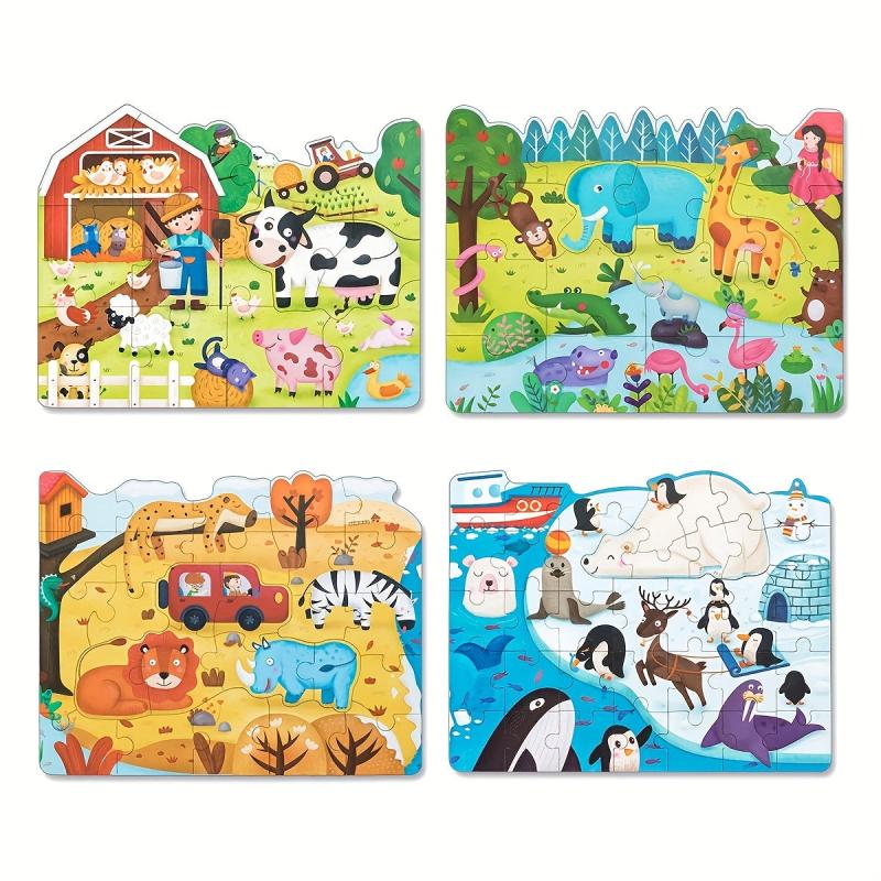 Montessori 4-in-1 Growth Puzzle Princess Dinosaur Animal Transportation
