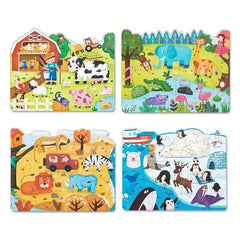Montessori 4-in-1 Growth Puzzle Princess Dinosaur Animal Transportation
