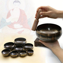 Handcrafted Copper Chime Singing Bowl Set for Inner Peace & Meditation