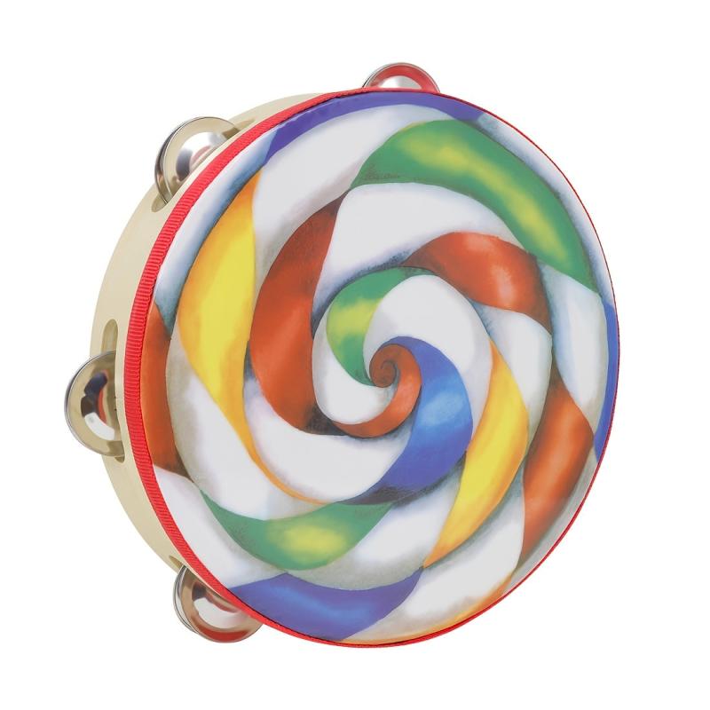 Oriff 8 Inch Lollipop Rattle Drum Tambourine for Education and Percussion