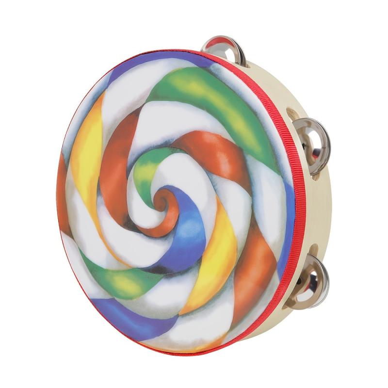 Oriff 8 Inch Lollipop Rattle Drum Tambourine for Education and Percussion