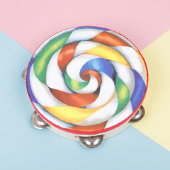 Oriff 8 Inch Lollipop Rattle Drum Tambourine for Education and Percussion