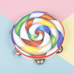 Oriff 8 Inch Lollipop Rattle Drum Tambourine for Education and Percussion