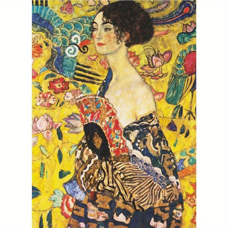 1000 Piece Jigsaw Puzzle Klimt Lady with Fan + Glue Sheets