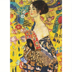 1000 Piece Jigsaw Puzzle Klimt Lady with Fan + Glue Sheets