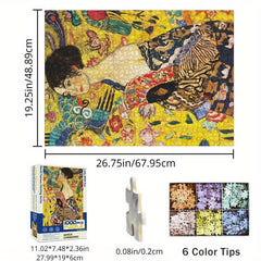1000 Piece Jigsaw Puzzle Klimt Lady with Fan + Glue Sheets