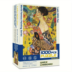 1000 Piece Jigsaw Puzzle Klimt Lady with Fan + Glue Sheets