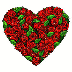 Rose Love Irregular Wood Puzzle With Wooden Box Educational Puzzle