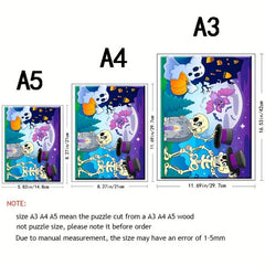 Wooden Halloween Jigsaw Puzzle Toy, Stress Relief Animal Irregular Gift Wrap
