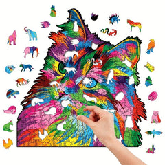 Rainbow Cat Wooden Puzzle Brain Trainer Family Game