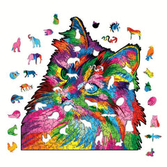 Rainbow Cat Wooden Puzzle Brain Trainer Family Game