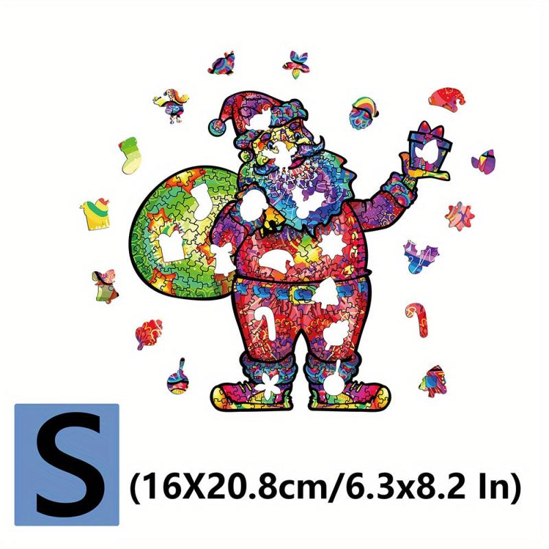 Magic Santa Claus Wooden Puzzle Game with Animal Shaped Pieces
