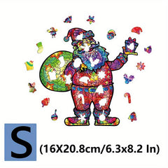 Magic Santa Claus Wooden Puzzle Game with Animal Shaped Pieces