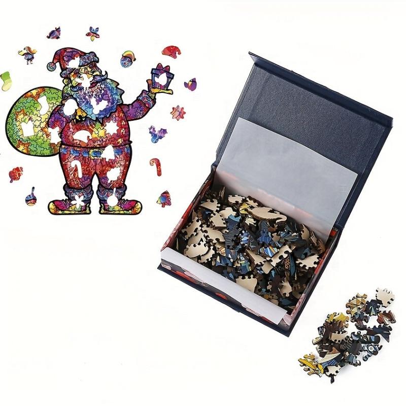 Magic Santa Claus Wooden Puzzle Game with Animal Shaped Pieces