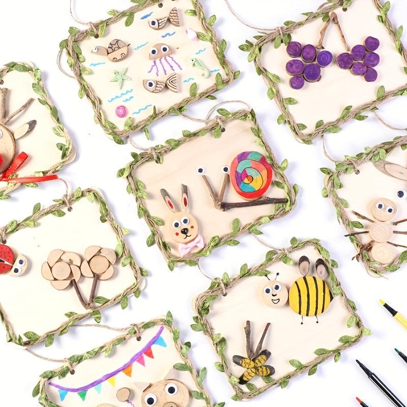 Kids DIY Wooden Branch Ornaments for Collage Paintings