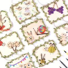 Kids DIY Wooden Branch Ornaments for Collage Paintings