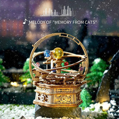 DIY Wooden Rotating Starry Sky Music Box Adult Children's Gift