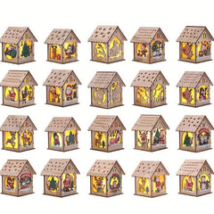 LED Wooden Puzzle Hut Christmas Ornament