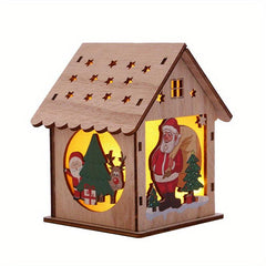 LED Wooden Puzzle Hut Christmas Ornament