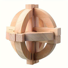 Wooden Kongming Lock 3D Brain Teaser Office Intelligence Globe