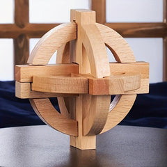 Wooden Kongming Lock 3D Brain Teaser Office Intelligence Globe