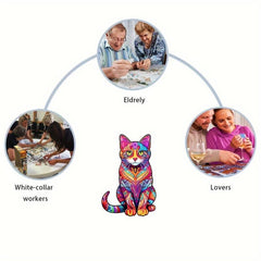 Colorful Cat Wooden Jigsaw Puzzle - Christmas Gift