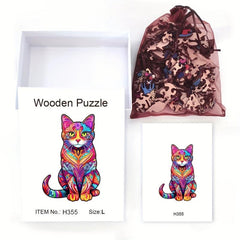 Colorful Cat Wooden Jigsaw Puzzle - Christmas Gift