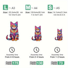 Colorful Cat Wooden Jigsaw Puzzle - Christmas Gift