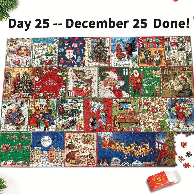 Christmas Temporary Jigsaw Puzzles 1000pcs for Adults Kids - Christmas Countdown