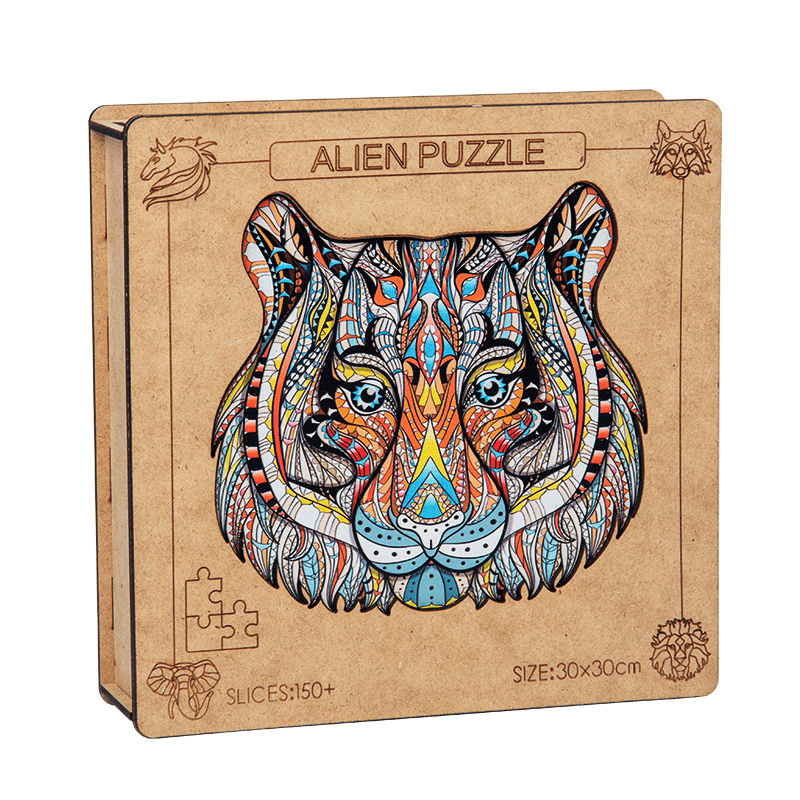 Wolf Eagle Elephant Lion Animal Wooden Puzzle Irregular Puzzle
