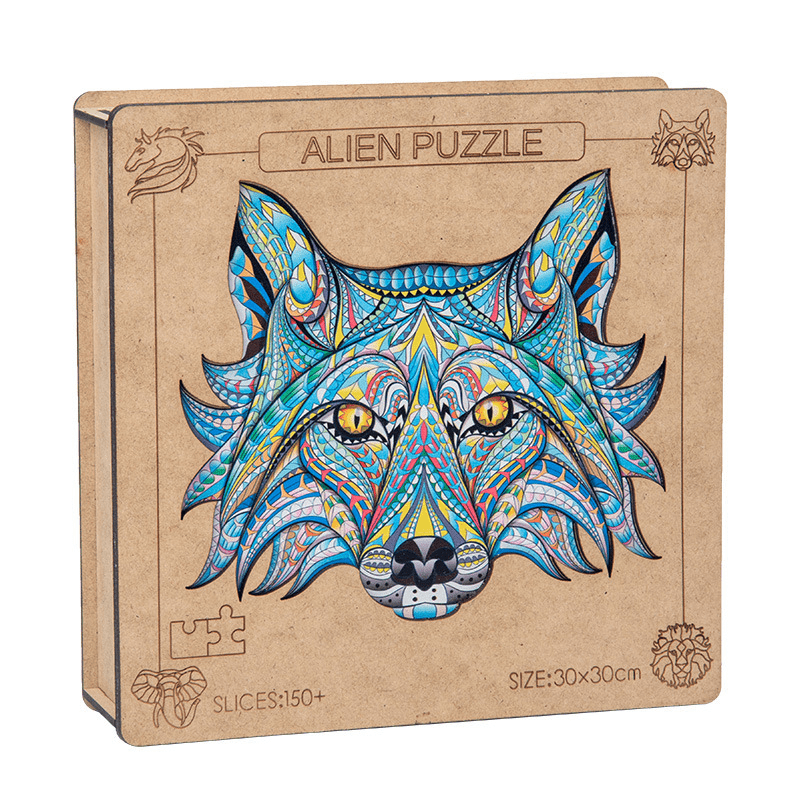Wolf Eagle Elephant Lion Animal Wooden Puzzle Irregular Puzzle
