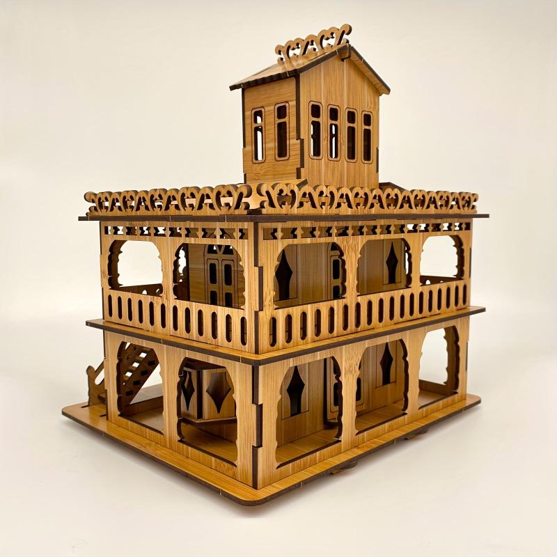 3D Wooden Puzzle Building Model Kit Wood Creative Building Puzzles Assembly