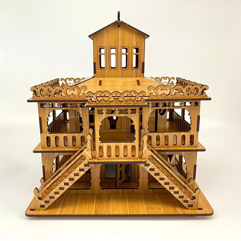 3D Wooden Puzzle Building Model Kit Wood Creative Building Puzzles Assembly