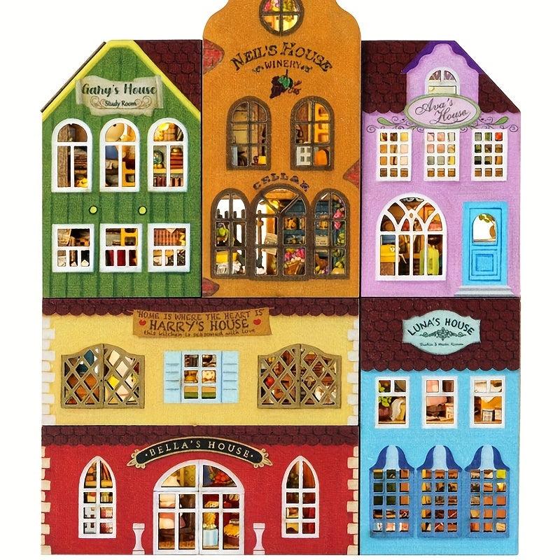 DIY Cabin Building Blocks Small Town Hand assembled Mini Toy Model
