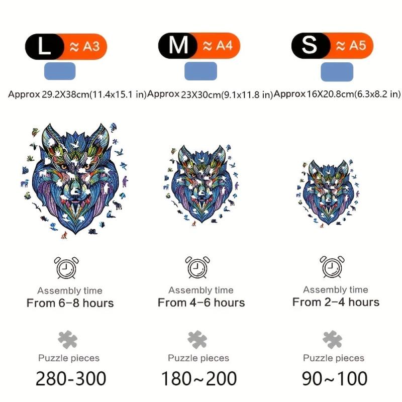 Magic Halloween Colorful Wolf Wooden Puzzle Game KY9184