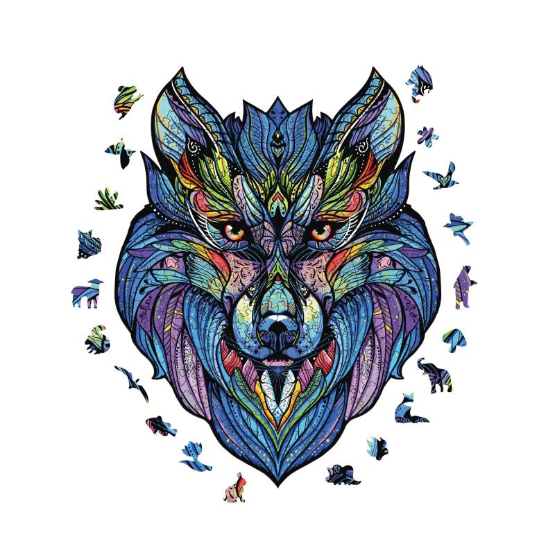 Magic Halloween Colorful Wolf Wooden Puzzle Game KY9184