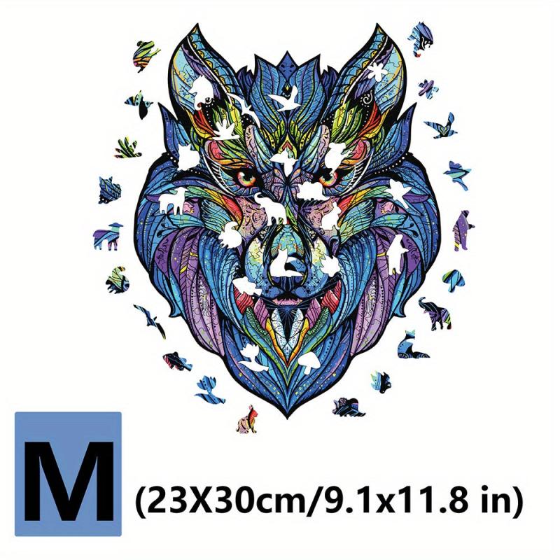 Magic Halloween Colorful Wolf Wooden Puzzle Game KY9184