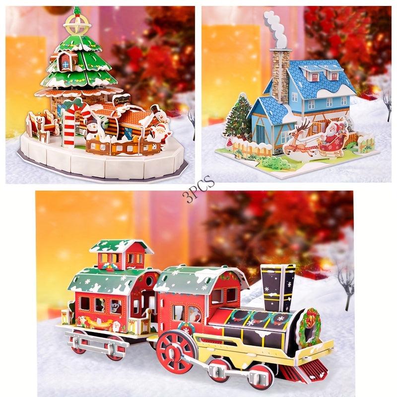 3D Puzzle Model Christmas Tree House Decoration Desk Decoration