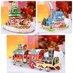 3D Puzzle Model Christmas Tree House Decoration Desk Decoration