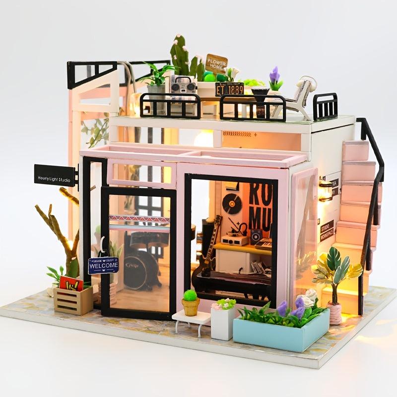 3D Jigsaw House Dollhouse Building Kit with Furniture Toy Gift