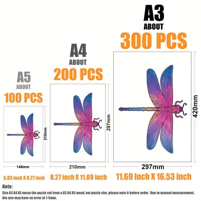 Colorful Dragonfly Wooden Puzzle in Box