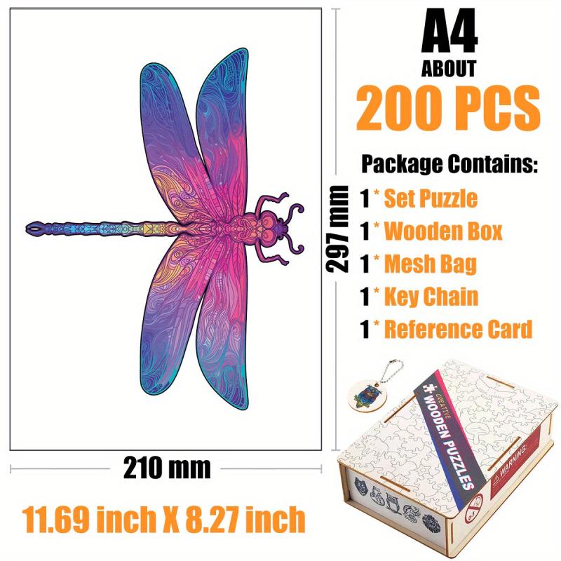 Colorful Dragonfly Wooden Puzzle in Box