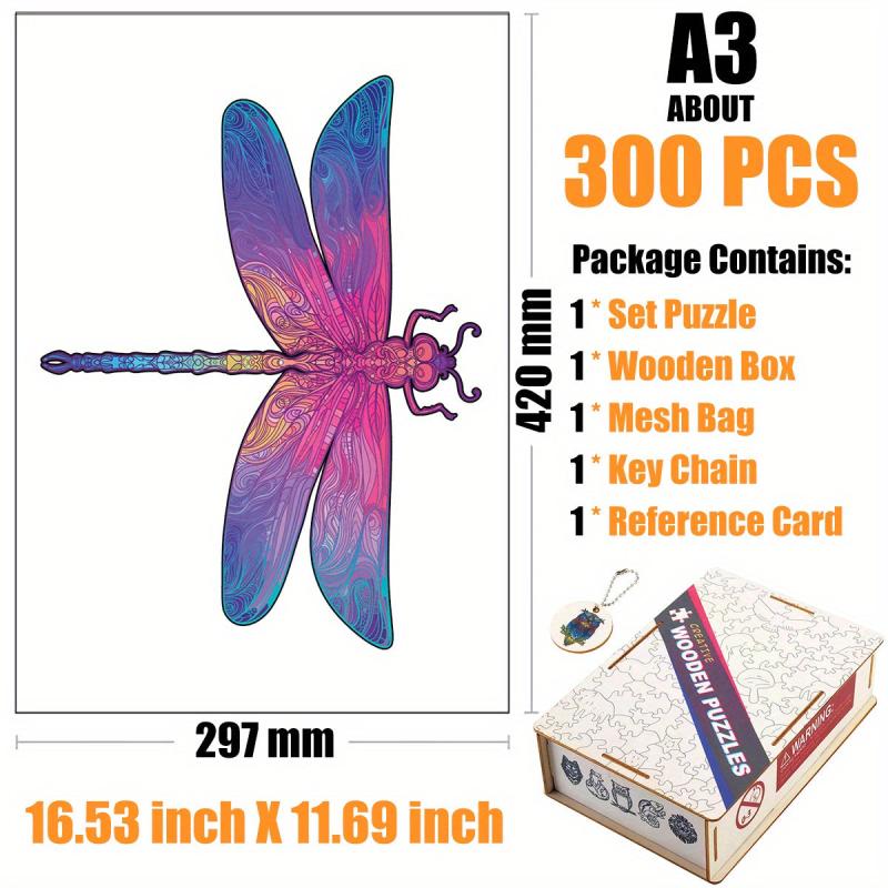 Colorful Dragonfly Wooden Puzzle in Box