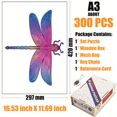 Colorful Dragonfly Wooden Puzzle in Box