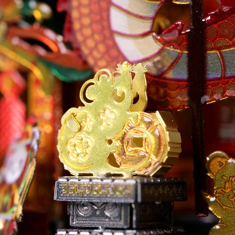 DIY 3D Stainless Steel Puzzle Chinese Style Wufu Restaurant Model Toy