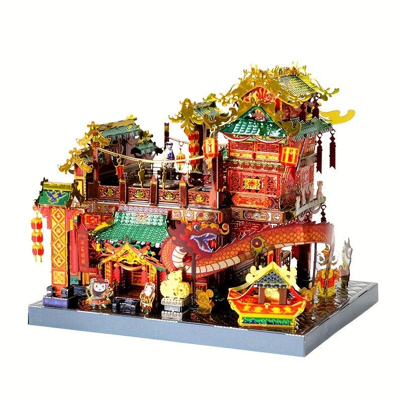 DIY 3D Stainless Steel Puzzle Chinese Style Wufu Restaurant Model Toy