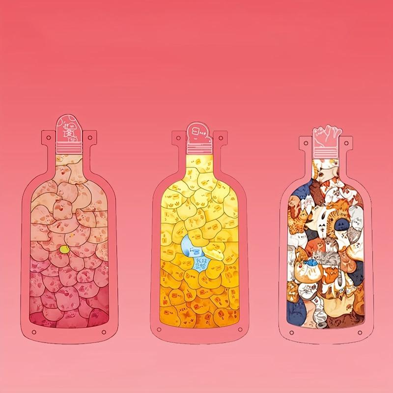 3D Animal Jigsaw Puzzle Acrylic Bottle Standard Puzzle DIY Pig Duck Cat Gift Set