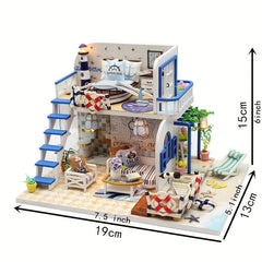 DIY Seaside House Model Light Coast Villa Creative Toy
