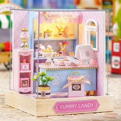 Mini Coffee House Model Kit with Furniture & Decorations